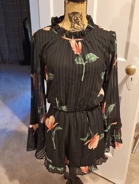 Black Floral Romper